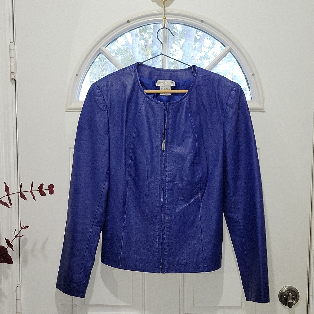Newport News Royal Blue Short Leather Jacket Size 10